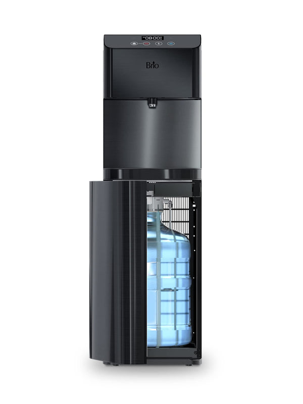 Brio CLBL720SCBLK Moderna Self Cleaning Bottom Load Hot, Cold & Room Water Cooler - New Black Stainless Steel - Tri Temp W/Touch Dispenser Feature