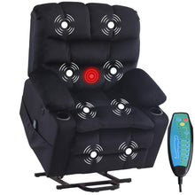 Phoenix Home Large Power Lift Recliner with Massage and Heat for Elderly, Ergonomic Electric Wider Chair with USB Port, 2 Cup Holders, Dark Blue