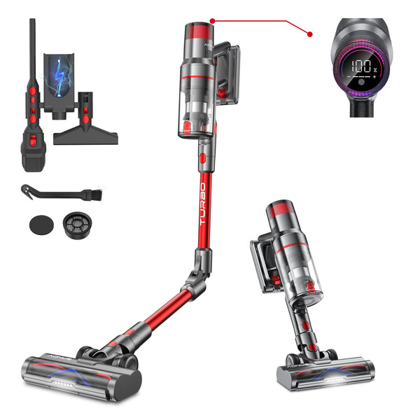 Cordless Vacuum Cleaner A9 Pro, 45Kpa 500W Stick Vacuum Cleaner Powerful with LED Touch Screen, Up to 60 Mins Runtime, Lightweight Foldable Handheld Vacuum for Carpet, Hard Floor, Pet Hair