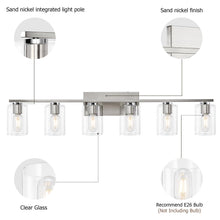 DRNANLIT 6-Light Vanity Lights for Bathroom,Brushed Nickel Bathroom Lighting Fixtures Over Mirror,Metal Bathroom Vanity Lights with Clear Glass Shade