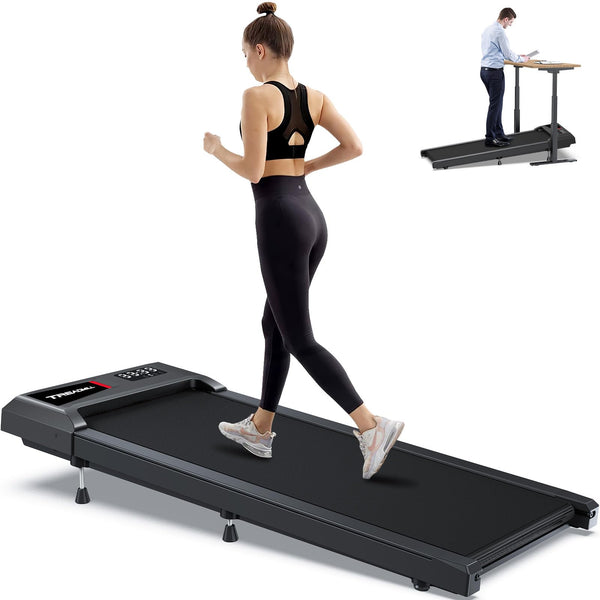 WELLFIT 10% Incline Walking Pad - 265lb Capacity Under Desk Treadmill, Only 29lb Lightweight Smart Treadmill with Widen Belt, Portable Treadmills Work with KINOMAP Apple Health for Home Office Small