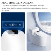 XCQQ Electric Bidet Toilet Seat Elongated, Heated Toilet Seat, Instant Warm Water, Warm Air Dryer, Rear Feminine and Oscillating Washing, Wireless Remote, Night Light, Slow Close Lid, LED Display