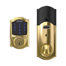 SCHLAGE BE469ZP CAM 605 Connect Smart Deadbolt With Alarm Inbuilt Camelot Trim In Bright Brass