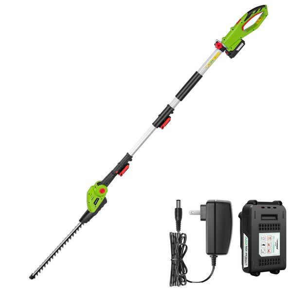 VIVOSUN 20" Cordless Pole Hedge Trimmer, 20V Electric Bush Trimmer with 20” Dual-Action Laser Blade, Adjustable Cutting Head, 0.55" Cutting Capacity, 2.0AH Battery and Fast Charger Included