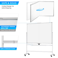 maxtek 60 x 48 Double Sided Rolling Whiteboard, Mobile Whiteboard Magnetic White Board - Large Reversible Dry Erase Board Easel Standing Board on Wheels with Stand (60 x 48)