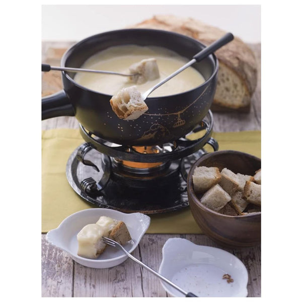 Swissmar Gruyere 9 Piece Ceramic Fondue Set, Black