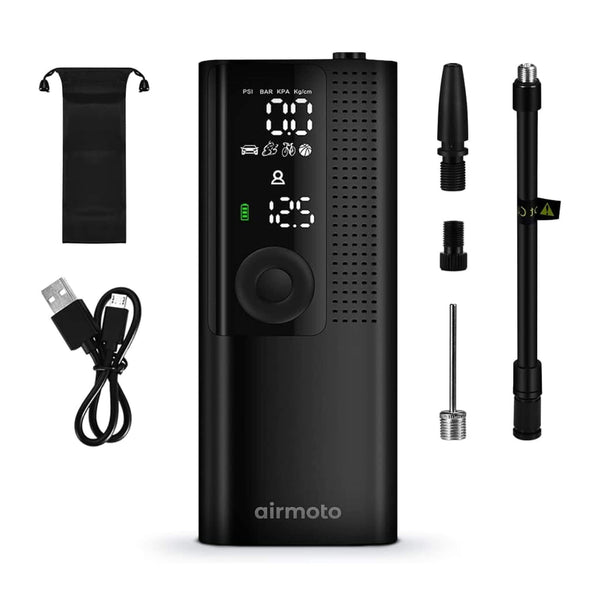 Airmoto and Power Kit Bundle Deal - 3 bundle - Tire Inflator Portable Air Compressor with Power Kit for Charging at Home and on The Road - Cordless Air Pump for Car Tires, Motorcycle, Bicycle