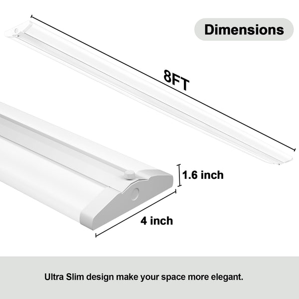 ANTLUX 110W 8FT LED Wraparound Ultra Slim Strip Lights, 12600LM, 5000K, 8 Foot LED Garage Shop Lights, Flush Mount Warehouse Office Ceiling Lighting Fixture, Fluorescent Tube Replacement, 2 Pack