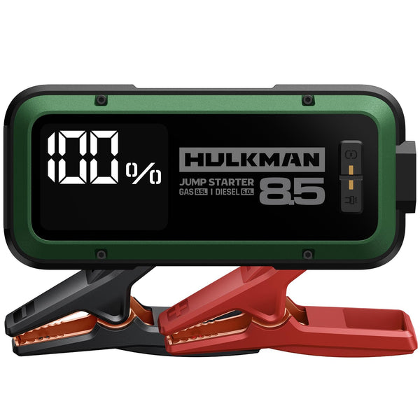 Hulkman Alpha85,Midnight Green,2000A 74Wh Smart Jump Starter,12V Portable Car Battery Booster with 3.3" Display,USB-C Power Pack,Includes 65W Wall Charger,Jumper Cables for up to 8.5L Gas/6.0L Diesel