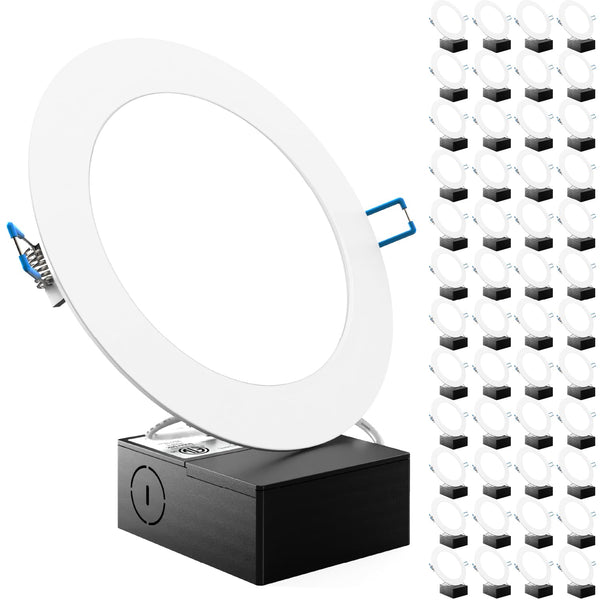 Sunco 48 Pack Recessed Lighting 6 Inch LED, Canless Ceiling Lights Slim with Junction Box, 850 LM, 14W (100W Equivalent), 6000K Daylight Deluxe, Dimmable, Wafer Thin, 50000 Lifetime Hours ETL