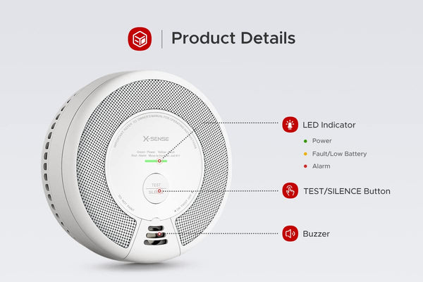 X-Sense Wireless Interconnected Combination Smoke and Carbon Monoxide Detector, 10-Year Battery Powered Fire and CO Alarm, SC06-W, 6-Pack