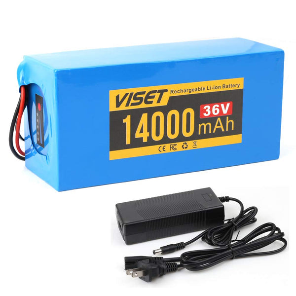 VISET Ebike Battery Pack 36V 48V 10Ah 14Ah 20Ah Electric Bike Lithium Li-ion Battery with 2Ah Charger for 350W 450W 750W 500W 800W 1000W Electric Bicycle Motor (36V 14Ah 200W-500W)