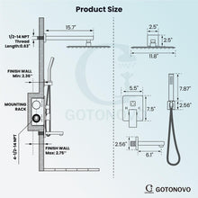 gotonovo Shower System Set with Tub Spout 3 Function Wall Mounted Shower Faucet Combo Rainfall Shower Head and Handheld Spray Rough-in Valve Shower Trim Kit 12 Inch Oil Rubbed Bronze