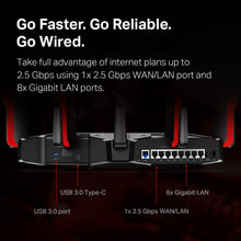 TP-Link WiFi 6 Internet Gaming Router - Tri Band High-Speed ax Router, Wireless Smart VPN Router for a Large Home, 2.5G WAN, 8 Gigabit LAN Ports (Archer AX10000)