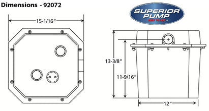 Superior Pump 92072-U 1/3 HP Remote Sink Drain Pump System, Black