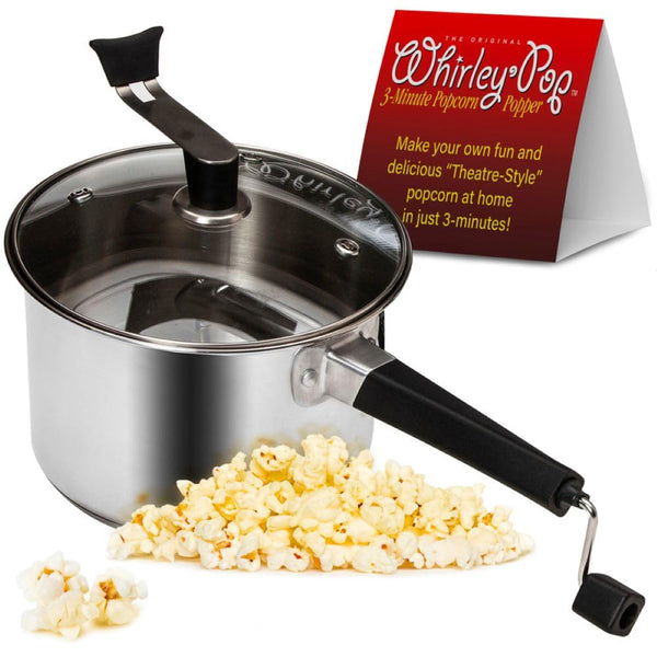 Platinum Series Whirley Pop Popcorn Maker - 6 Quart Stainless Steel Popcorn Popper, Popcorn Maker with¬†Metal Gears, Wabash Valley Farms Stove Top Popcorn Maker (Stainless Steel)