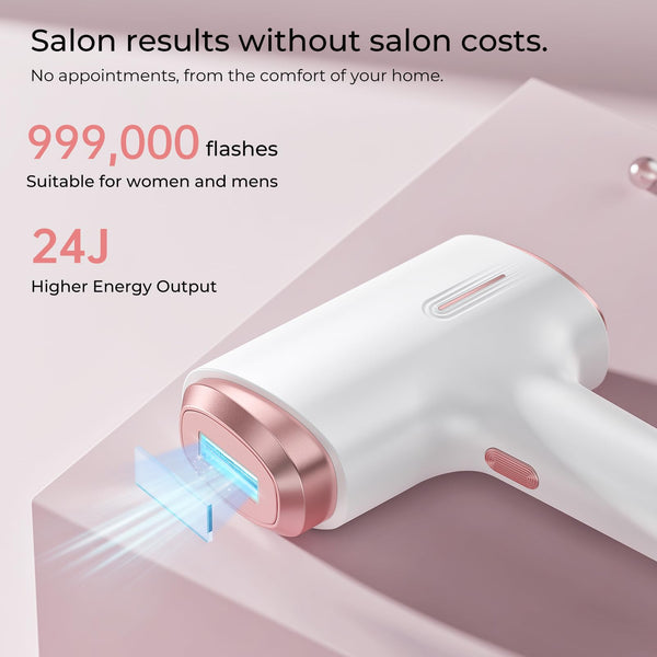 Laser Hair Removal for Women & Men, 45°F Ice-Cooling Contact, Safe & Virtually Painless Alternative to Salon IPL Hair Removal Device, Long-Lasting Hair Removal from Home, with Razor & Glasses