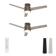 warmiplanet Flush Mount Ceiling Fans with Lights and Remote Control, 52-Inch,3 CCT Dimmable Light, Reversible Noiseless 6 Speeds DC Motor, Timer, Antique Nickel, 3-Blades，2 Pack