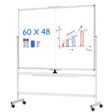 maxtek 60 x 48 Double Sided Rolling Whiteboard, Mobile Whiteboard Magnetic White Board - Large Reversible Dry Erase Board Easel Standing Board on Wheels with Stand (60 x 48)