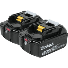 Makita BL1850B-2 18V LXT Lithium-Ion 5.0Ah Battery, 2/pk, Black