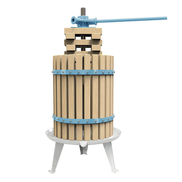 SQUEEZE master Fruit Apple Cider Wine Classic Press-Blue-4.75 Gallon/18L-Solid Wood Basket-Vintage traditional juicer-Pole Handle Bar for Juice,Wine,Cider-1 free filter bag included