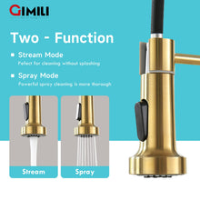 GIMILI Gold Touchless Kitchen Faucet with AC Adapter, Smart Motion Sensor Hands Free Single Handle Kitchen Sink Faucet with Pull Down Sprayer, Brushed Gold