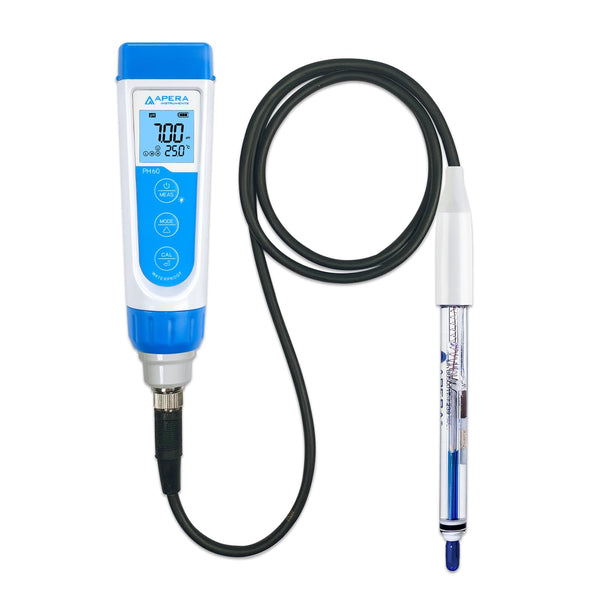 Apera Instruments PH60-HT Handheld pH Meter Tester Kit with LabSen 865 pH/Temp. Electrode for Lab-Grade pH Measurement in High Temperature and/or Corrosive Water Solutions