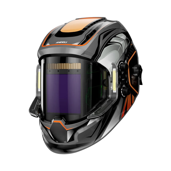 ANDELI Welding Helmet - Panoramic 180° View 3.94"X3.74", LED Lighting True Color Auto Darkening Welding Helmet with Light, 4 Arc Sensor, 4/5-8/9-13 Type-C Charging