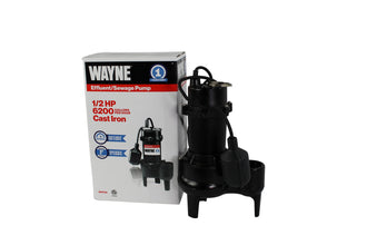 Wayne RPP50 Cast Iron Sewage Pump with Piggy Back Tether Float Switch, Black