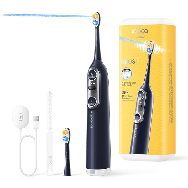 Soocas NEOS II - Electric Toothbrush with Water Flosser, Sonic Electric Toothbrush for Adults, Cordless Water Flosser for Travel, Portable Oral Irrigator, 100% Plaque Removal, Dark Violet