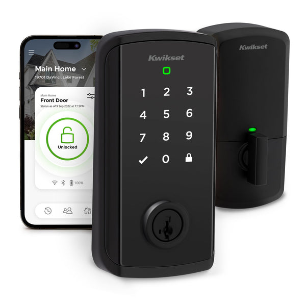 Kwikset Halo Select Smart Lock Keyless Entry Door Lock Wi-Fi and Matter Enabled Deadbolt No Hub Needed, Geofence Auto-Unlock, Grade AAA Certified, Easy Install, Matte Black Lifetime Finish Warranty