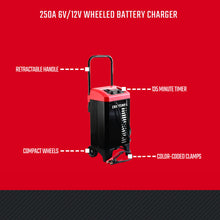 CRAFTSMAN Wheeled Battery Charger and Engine Starter, CMXCESM233, 2-in-1 Manual Timer Controlled, 250 Cranking Amps, 6 Volt, 12 Volt, for Car, SUV, Truck, and Marine Batteries