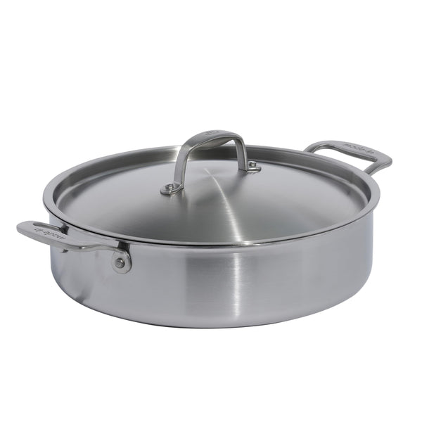 Made In Cookware - 6 Quart Stainless Steel Rondeau Pot w/Lid - 5 Ply Stainless Clad - Professional Cookware - Crafted in Italy - Induction Compatible