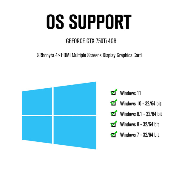 SRhonyra GTX 750 Ti 4GB 4 Monitor Video Card Featuring Locked Resolution, GDDR5 128-Bit 6×HDMI 2.0 Ports, Video Wall Projection Fusion Stock Monitoring
