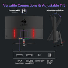 Z-Edge UG27 27-inch Curved Gaming Monitor 16:9 1920x1080 200Hz 1ms Frameless LED Gaming Monitor, AMD Freesync Premium Display Port HDMI