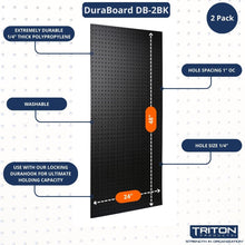 Triton Products Heavy Duty Pegboards - Set of 2 Duraboard Wall Panels for Home, Office, Garage, Storage and Organization, 24