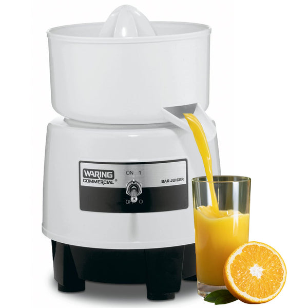 Waring Commercial BJ120C Compact Citrus Juicer, 120V, 5-15 Phase Plug,White, 34 Ounce