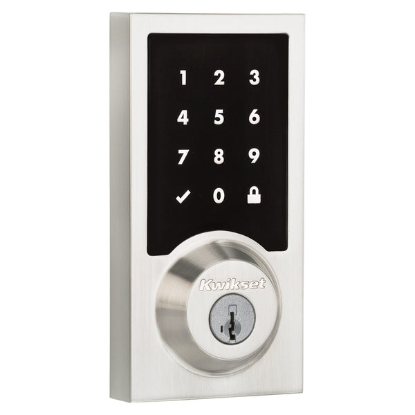 Kwikset SmartCode 916 Z-Wave Smart Lock, Keyless Entry Ring Compatible Door Lock, Touchscreen Electronic Deadbolt, SmartKey Re-Key Security, Smart Hub Required, Contemporary Satin Nickel