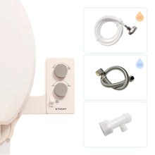 TUSHY Spa Self-Cleaning Warm Water Toilet Bidet Attachment. Adjustable Nozzle, Angle & Pressure Control. Easy DIY Home Install, Requires Sink Access for Optional Warm Water Control. (Biscuit/Platinum)