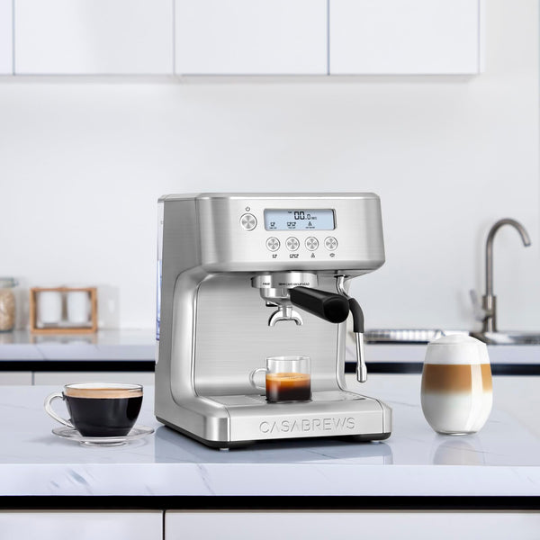 CASABREWS Espresso Machine with LCD Display, Powerful Milk Frother and Customizable Brewing Temperature, Provides Barista-Level Lattes and Cappuccinos