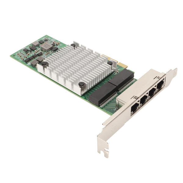 PCIEx4 Card, 4 Port Gigabit Network Adapter with for I350 Chip, Large Heat Sink, RJ 45 Interface, for Servers and Desktop Computers