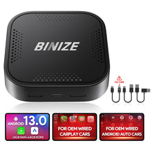 Binize Wireless CarPlay Android AUTO Multimedia Video Box 4G Cellular,4GB+64GB,8Core,Android 13 Built-in Navigation Support SIM&TF Card Bluetooth Support Car with OEM Wired CarPlay/Android Auto