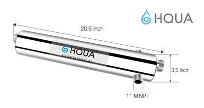 HQUA-TWS-121 120V 55W 12GPM 1“ MNPT Inlet/Outlet, Whole House Ultraviolet Water Purifier Filter, + 1 Extra UV Bulb, + 1 Extra Quartz Sleeve