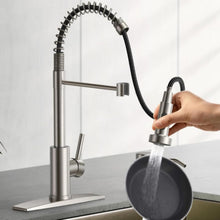 VIDEC Touch On Kitchen Faucet, 3 Modes Pull Down Sprayer, Smart Touch On Sensor Activated, Ceramic Disc Valve, 360-Degree Rotation, 1 or 3 Hole Deck Plate. (KW-62SN, Touch On, Brushed Nickel)