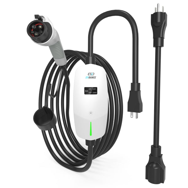 Level 1 EV Charger 110V/240V - EVDANCE Portable Electric Car Charger 6-16A Adjustable, J1772 Charger with 25 FT Charging Cable, NEMA 6-20 & 5-15 Plug-in EV Charging Station for Electric Car