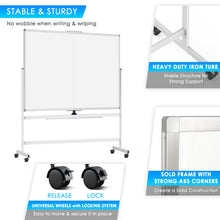 maxtek 60 x 48 Double Sided Rolling Whiteboard, Mobile Whiteboard Magnetic White Board - Large Reversible Dry Erase Board Easel Standing Board on Wheels with Stand (60 x 48)