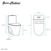 Swiss Madison SM-1T254 St. Tropez One Piece Toilet Dual Tornado Flush 0.8/1.28 GPF with Soft Closing Seat, Comfort Height