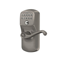 SCHLAGE FE595 PLY 619 FLA Plymouth Keypad Entry with Flex-Lock and Flair Style Levers, Satin Nickel