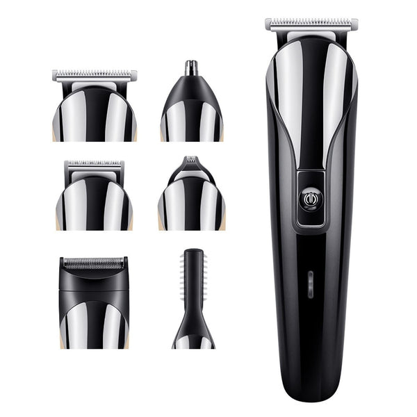 XHTONGSH Hair Clippers,USB Rechargeable Cordless All Body Grooming Kit,6-in-1 Electric Beard Trimmer,Beard Ear and Nose Trimmer for Men (Color : Black)