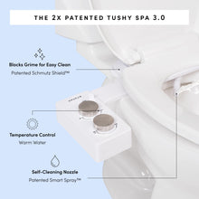 TUSHY Spa Self-Cleaning Warm Water Toilet Bidet Attachment. Adjustable Nozzle, Angle & Pressure Control. Easy DIY Home Install, Requires Sink Access for Optional Warm Water Control. (Biscuit/Platinum)